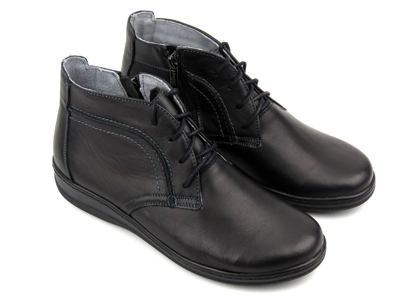 Lehké, pohodlné dámské kotníkové boty vyrobené v Polsku - HELIOS Komfort 612-2, černé