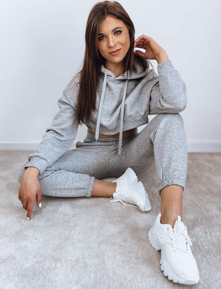 BASIC Svetlosivá teplákovka SERINE s "crop" mikinou AY0642