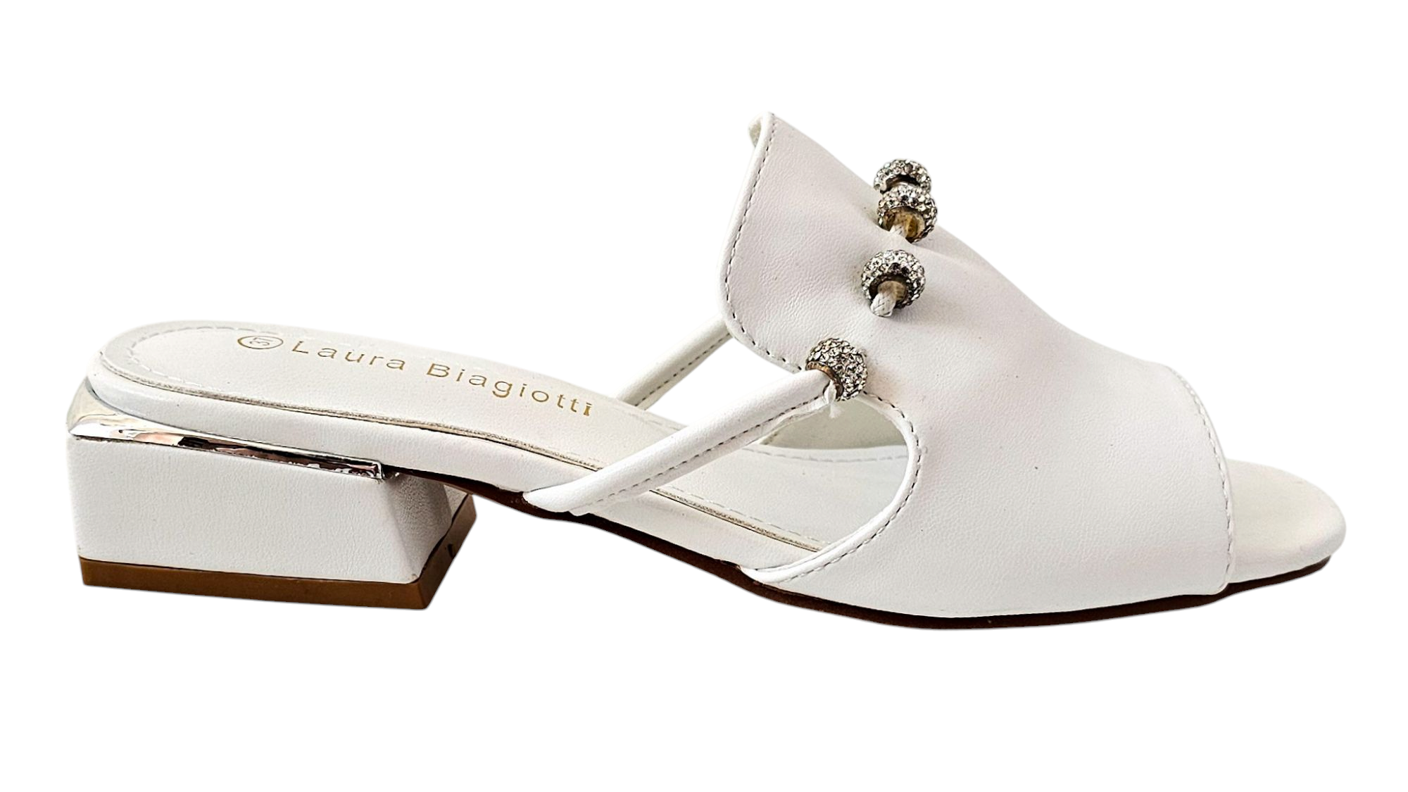 Biele elegantné šľapky Laura Biagiotti Calf White