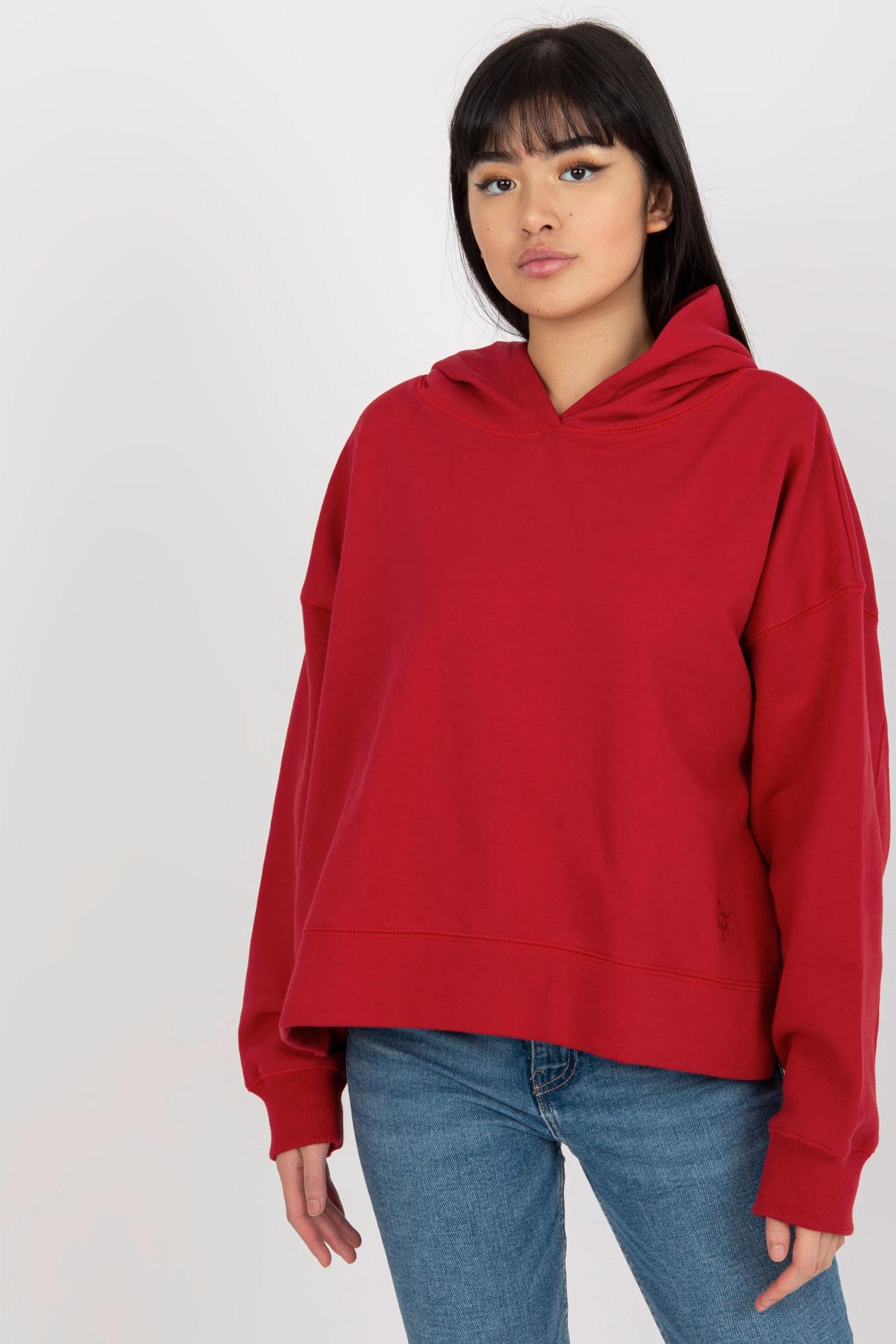 MladaModa Mikina s kapucňou model 200211 červená