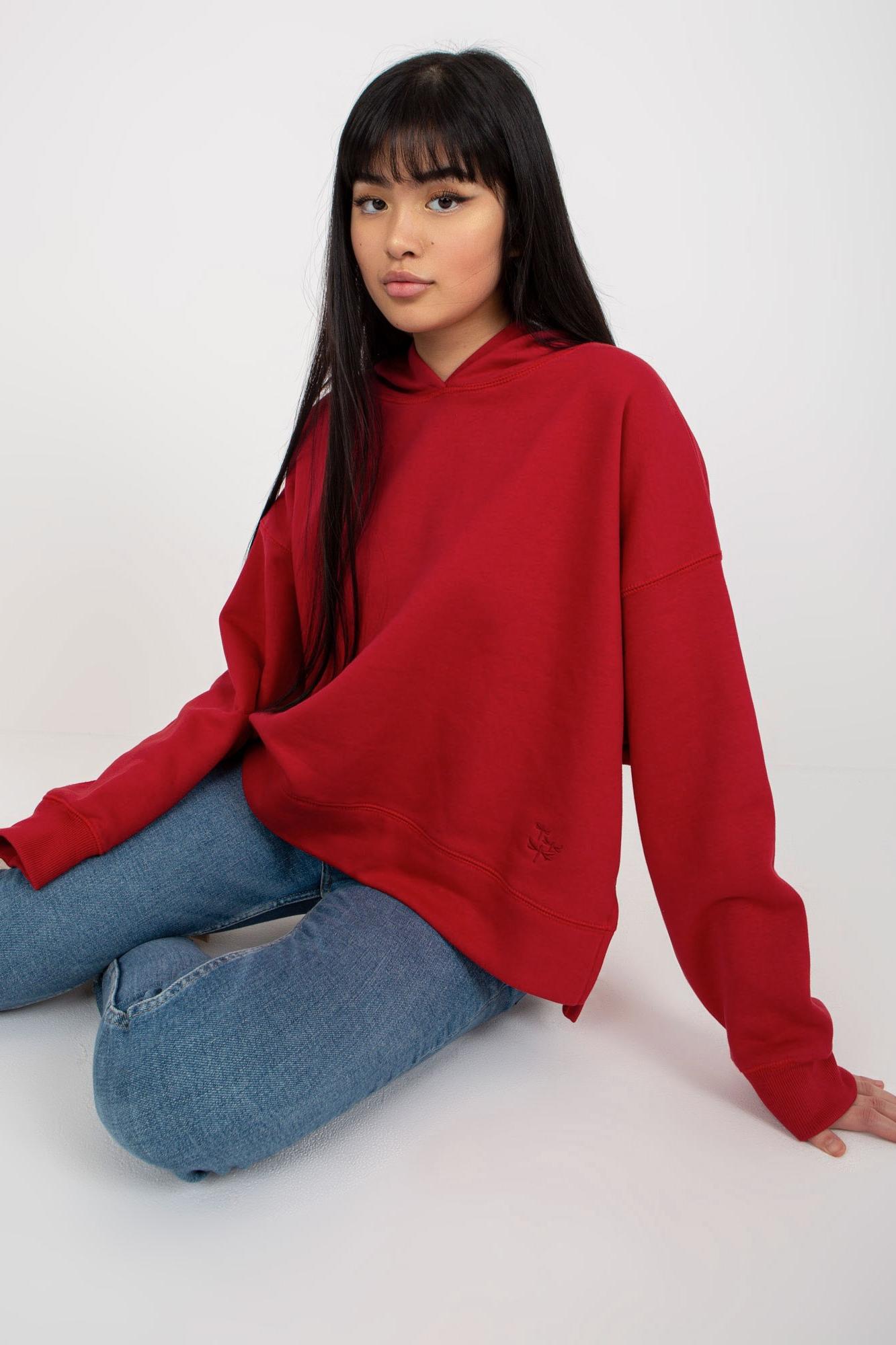 MladaModa Mikina s kapucňou model 200211 červená