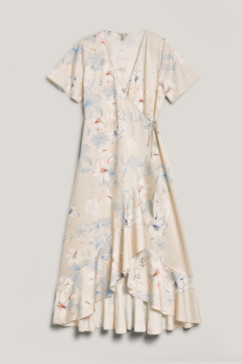 ŠATY GANT FLORAL PRINT WRAP SS FRILL DRESS PUTTY