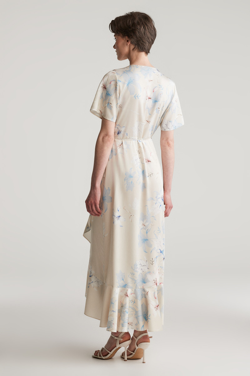 ŠATY GANT FLORAL PRINT WRAP SS FRILL DRESS PUTTY