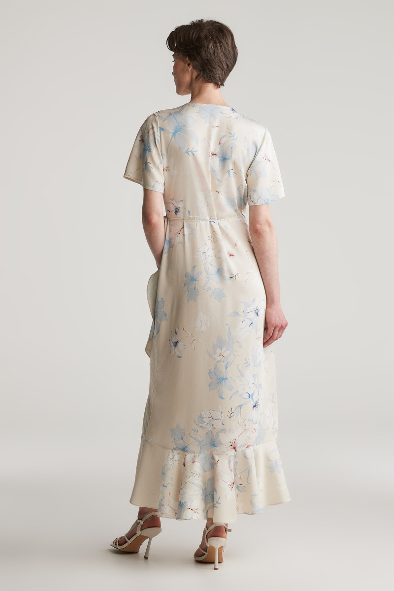 ŠATY GANT FLORAL PRINT WRAP SS FRILL DRESS PUTTY