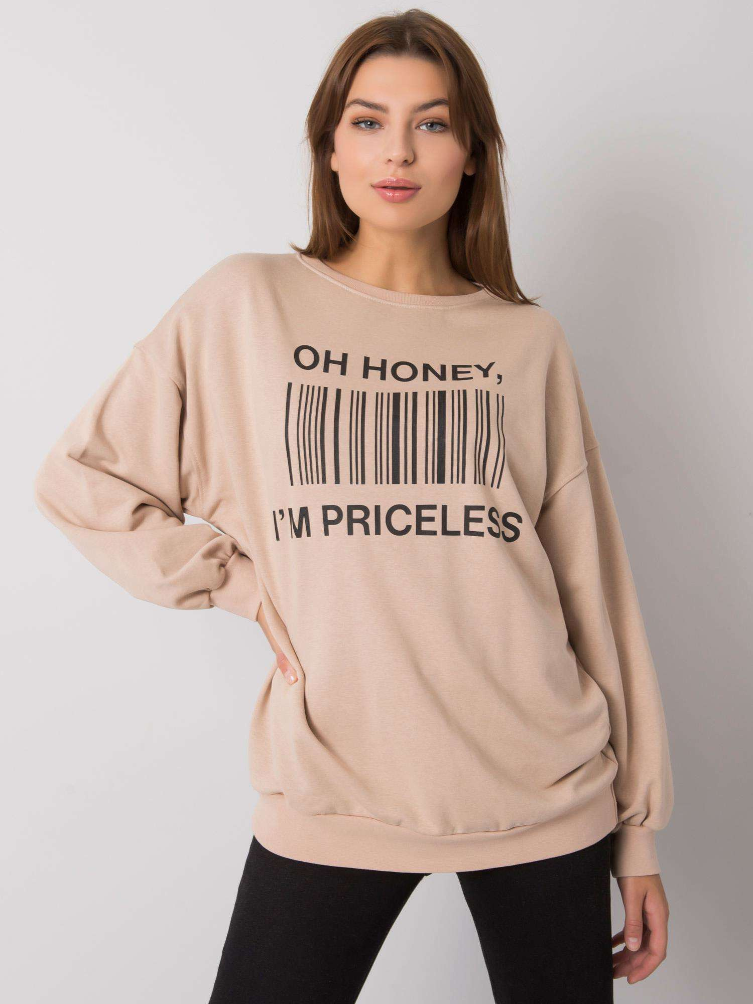 BASIC Svetlo béžová mikina s potlačou EM-BL-536 / 1U.84P-beige