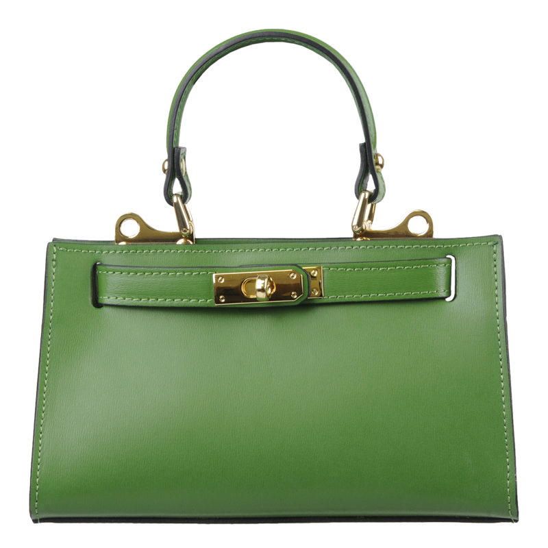 Zelená kožená talianska kabelka Anita Verde s prídavným pruhom III NovaKabelka.sk