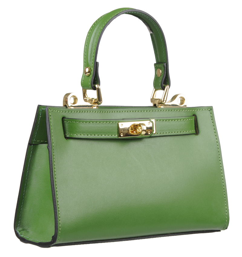 Zelená kožená talianska kabelka Anita Verde s prídavným pruhom III NovaKabelka.sk