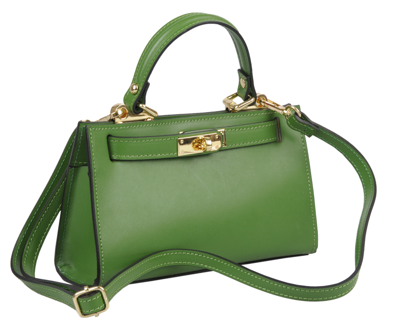 Zelená kožená talianska kabelka Anita Verde s prídavným pruhom III NovaKabelka.sk