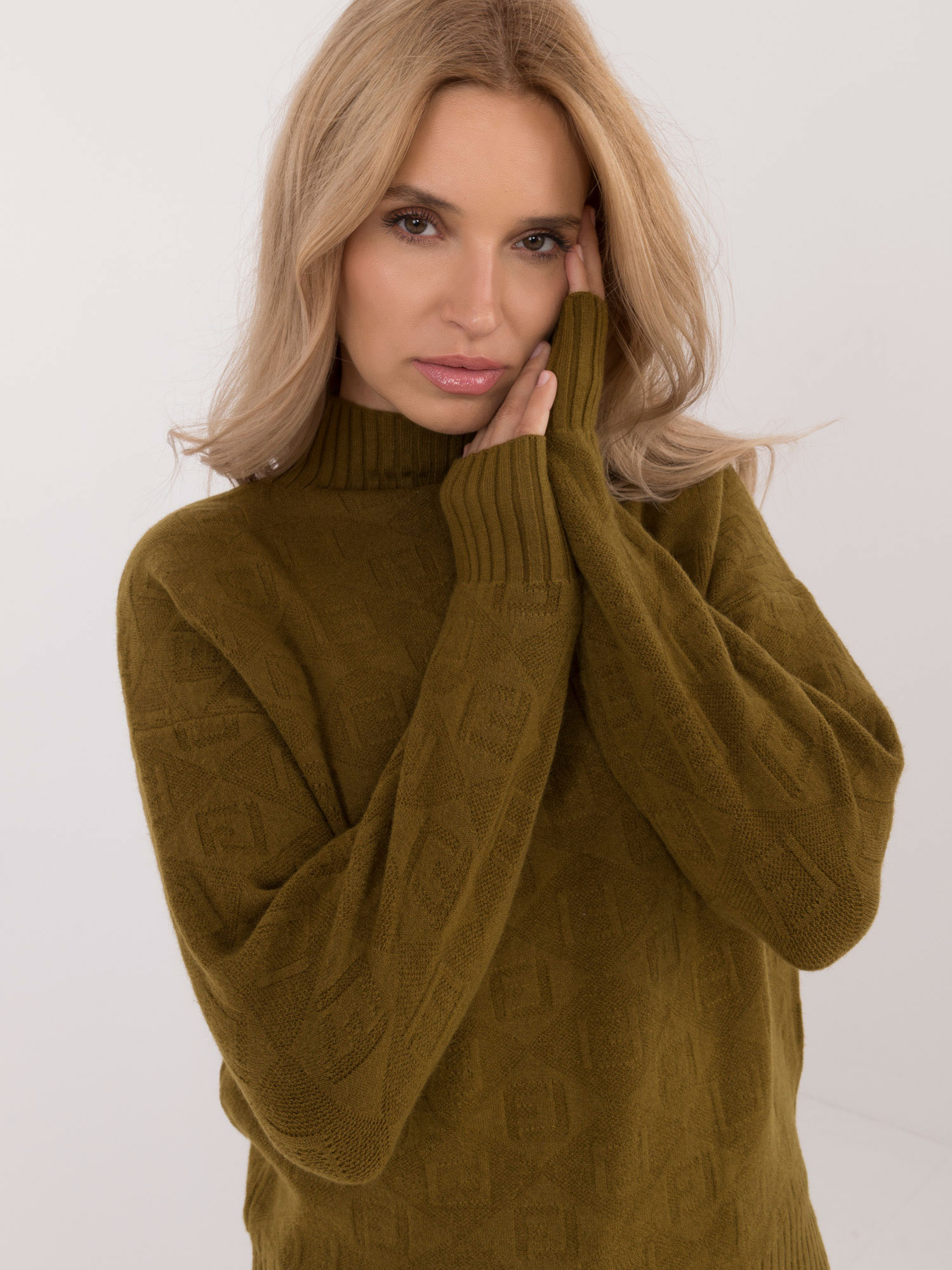 Wool Fashion Italia Dámsky rolák AT-SW-2339.54 olivový zelený