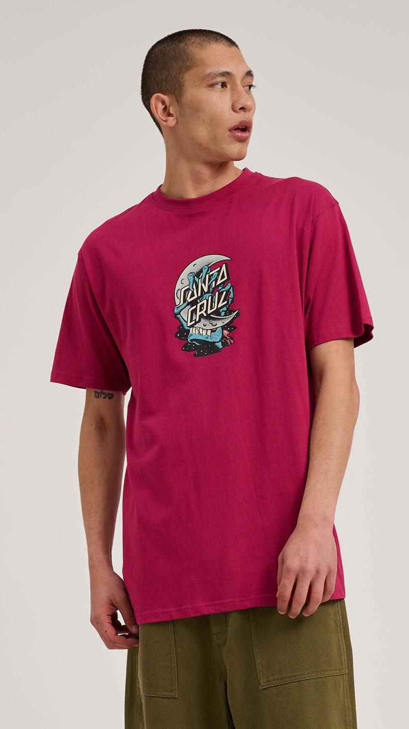 santa cruz Pánske tričko crescent bone hand t-shirt burgundy