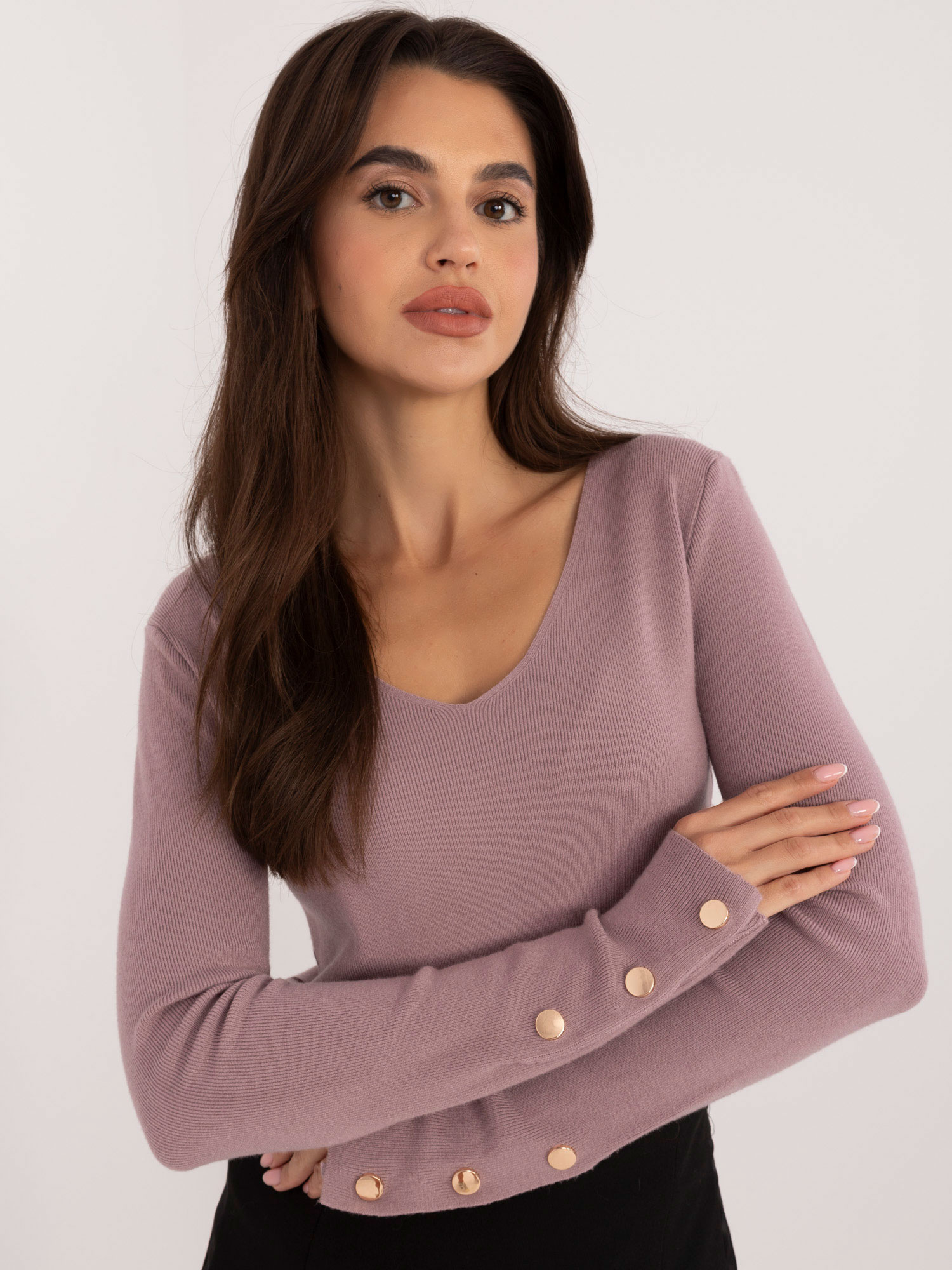 Wool Fashion Italia Dámsky sveter AT-SW-2334.49 šedofialový