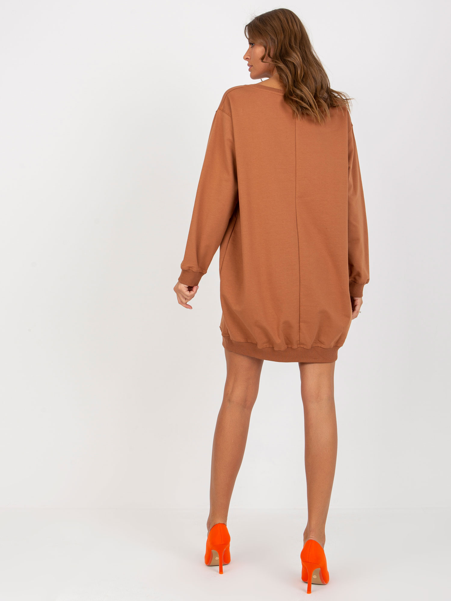 VITON Svetlohnedé mikinové šaty New York -VI-BL-3212.15X-light brown