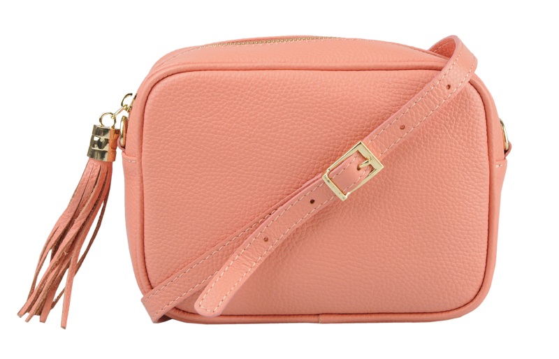 Ružová kožená talianska crossbody kabelka Bala Salmone s prídavným pruhom IV NovaKabelka.sk