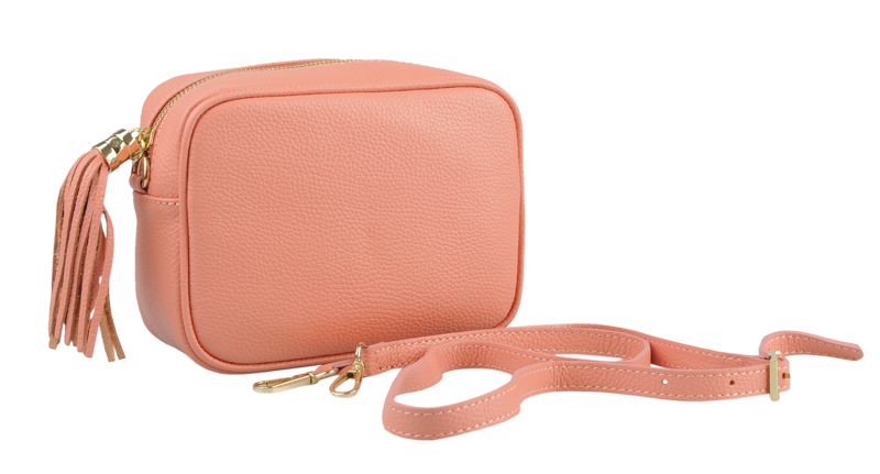 Ružová kožená talianska crossbody kabelka Bala Salmone s prídavným pruhom IV NovaKabelka.sk