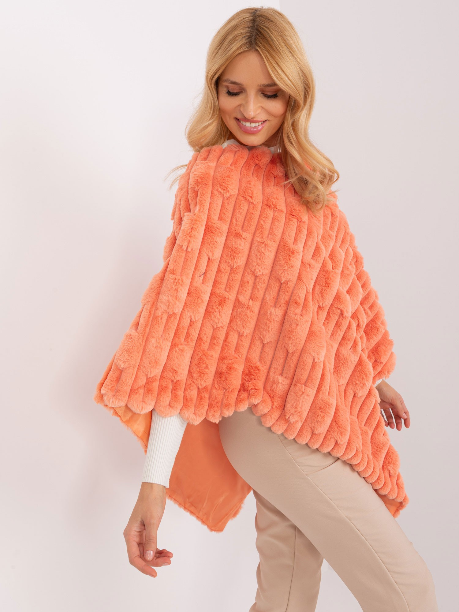 Wool Fashion Italia Poncho-AT-PN-2347.16-orange