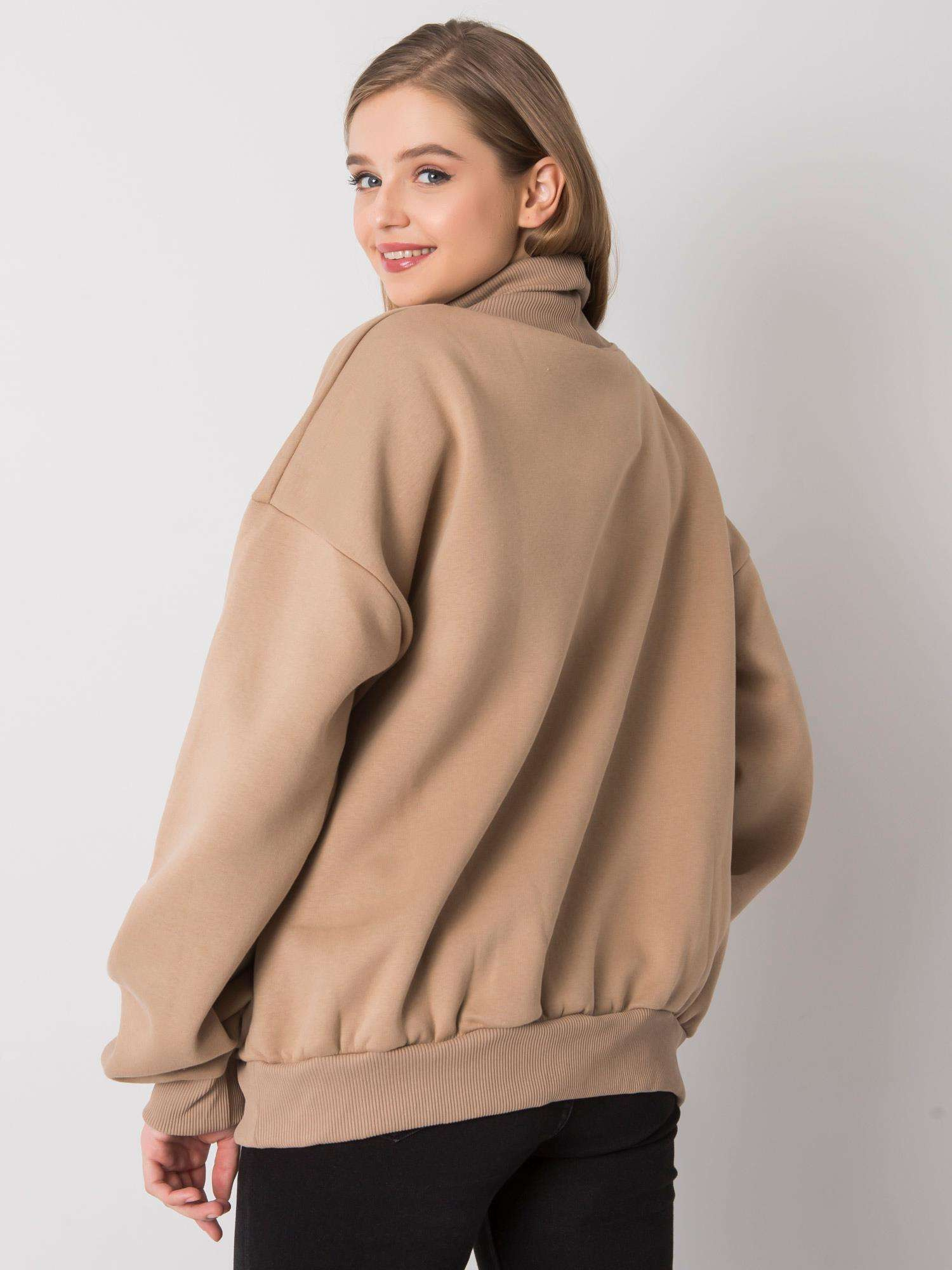 BASIC Béžová dámska mikina s rolákom -em-BL-649.23X-dark beige