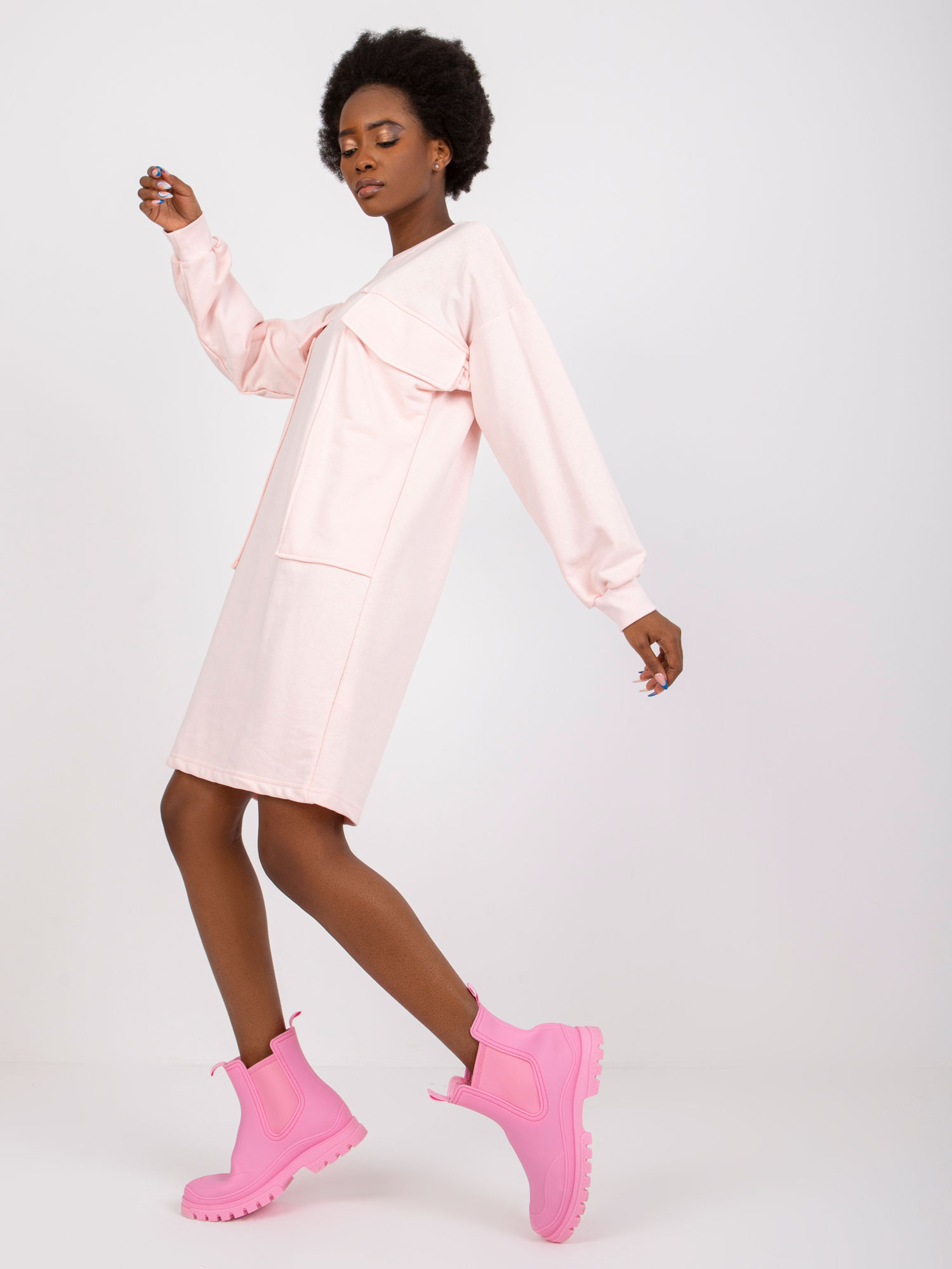 BASIC Svetloružové šaty s vreckami Carrara -EM-SK-717.33X-light pink