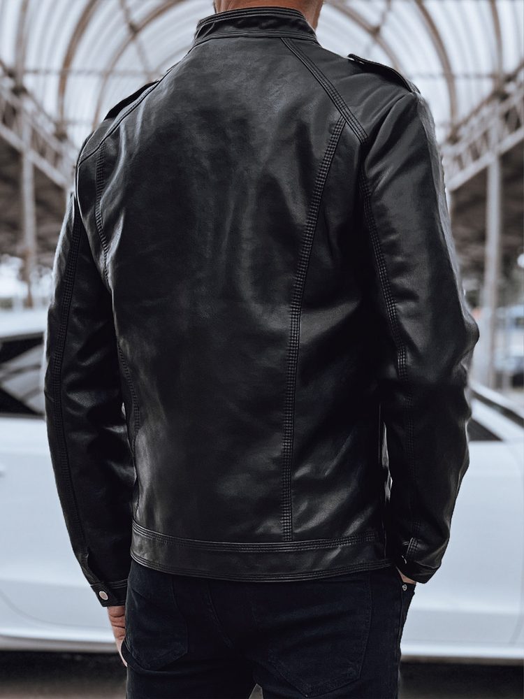 Dstreet Atraktívna pánska koženková bunda čiernej farby