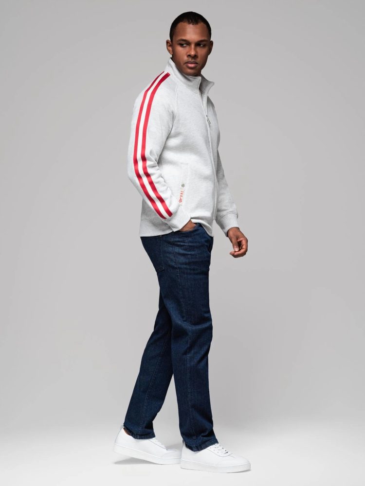 Ombre Clothing Zaujímavá šedá bomber mikina V1 SSZP-0219