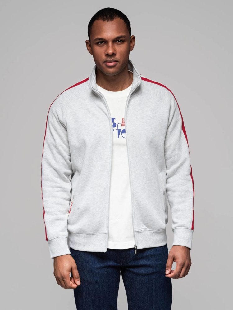 Ombre Clothing Zaujímavá šedá bomber mikina V1 SSZP-0219