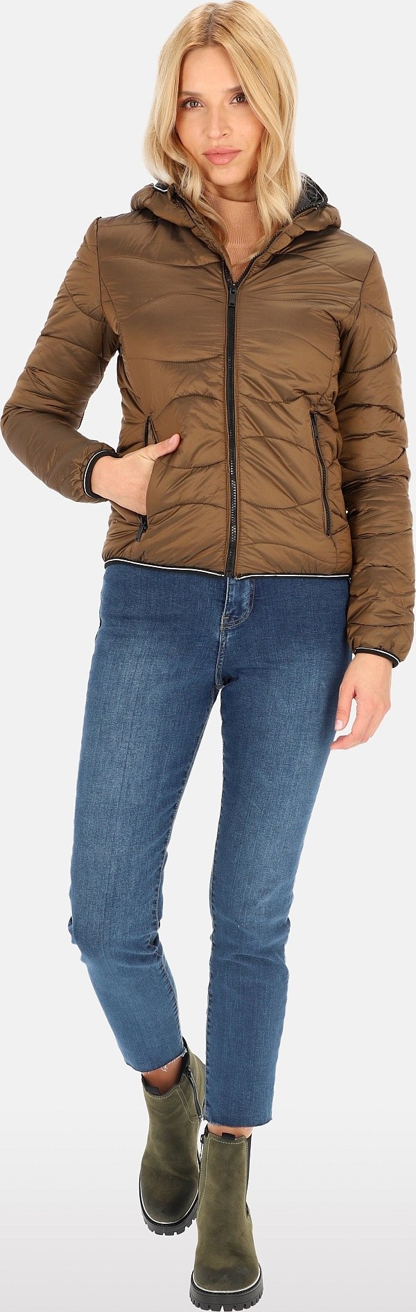 Perso Zlatá dámska krátka prechodová bunda s prešívaním BLH 91C0022 F - Gold