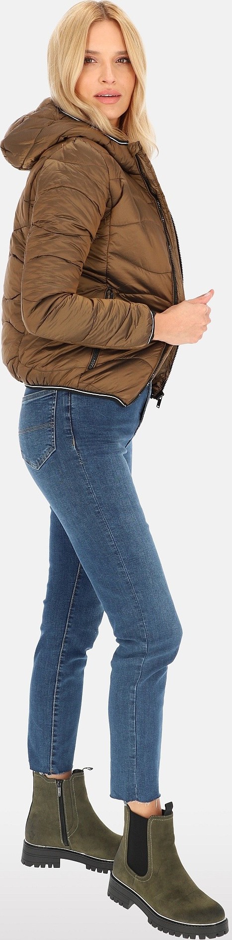 Perso Zlatá dámska krátka prechodová bunda s prešívaním BLH 91C0022 F - Gold