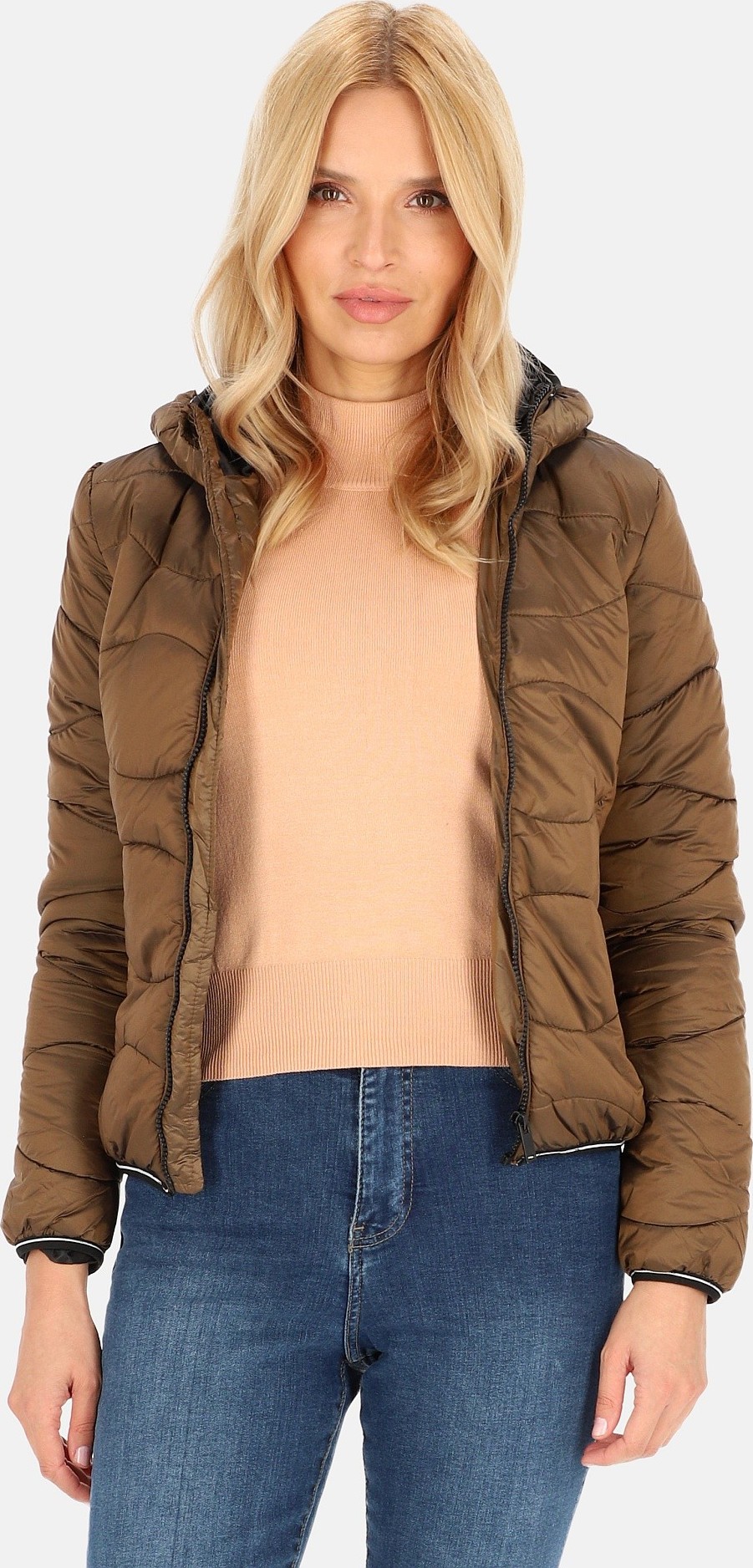 Perso Zlatá dámska krátka prechodová bunda s prešívaním BLH 91C0022 F - Gold