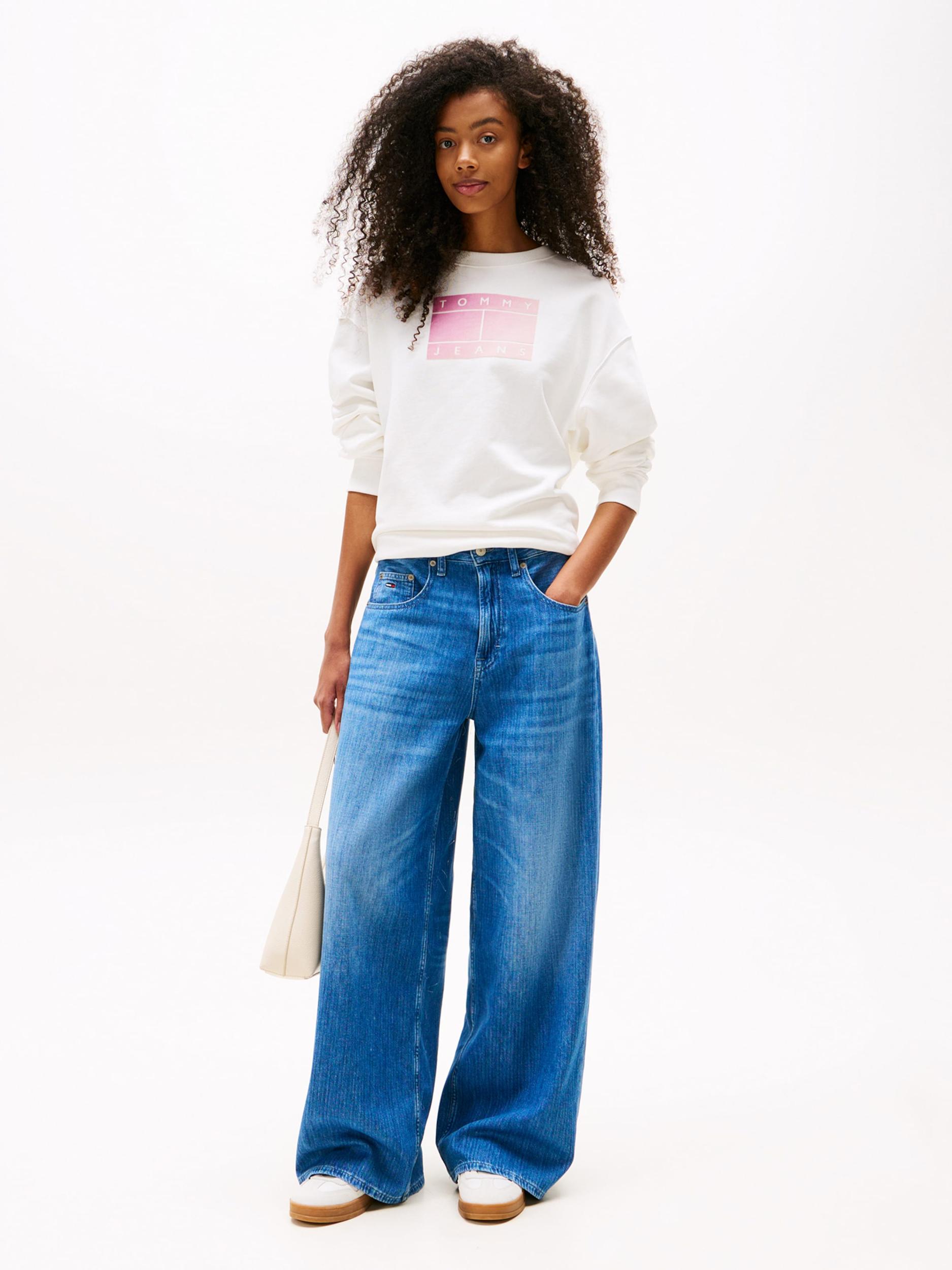 Tommy Jeans Mikina rosé / svetloružová / biela