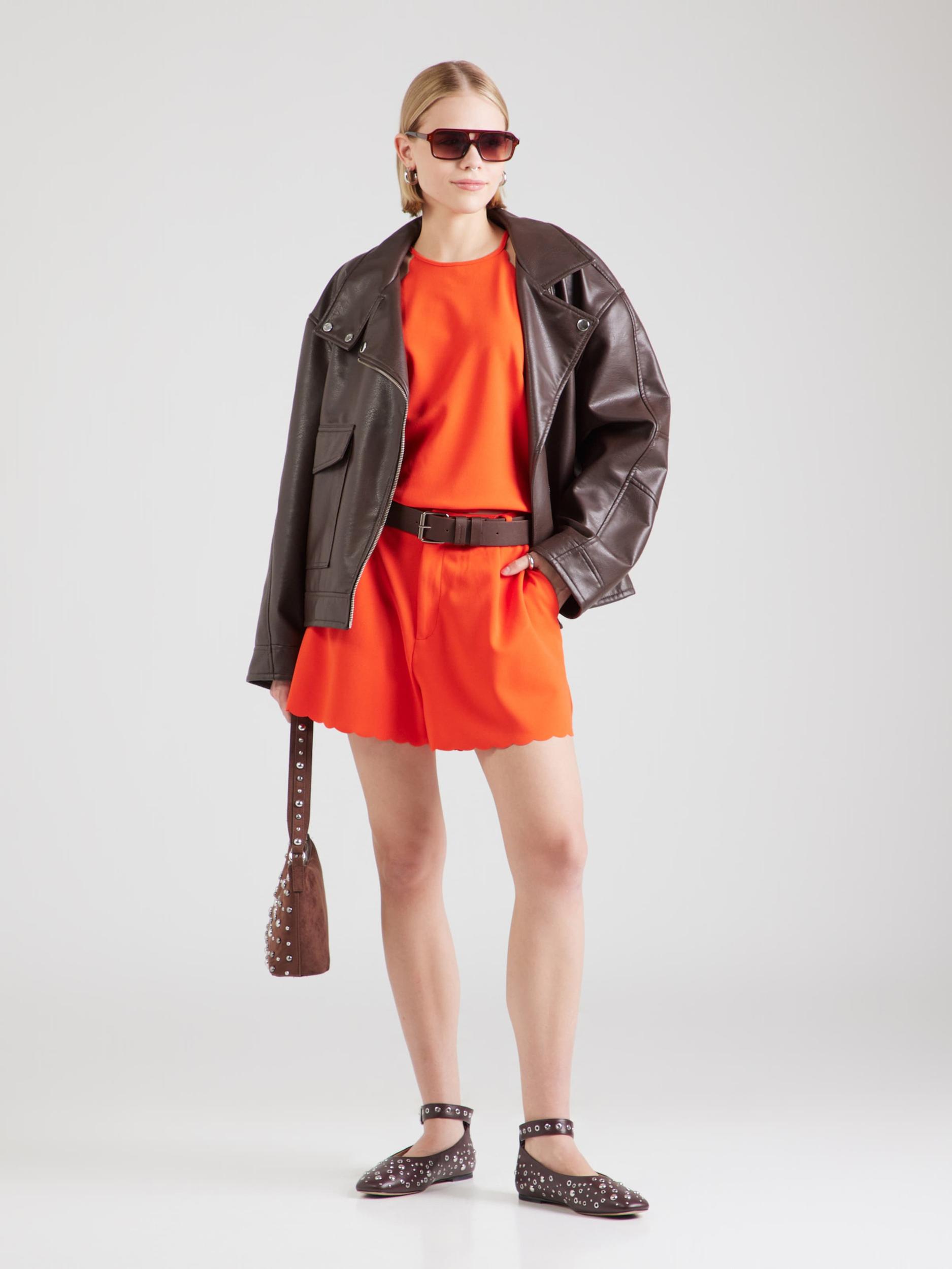 ONLY Plisované nohavice 'ONLSILJA' oranžovo červená