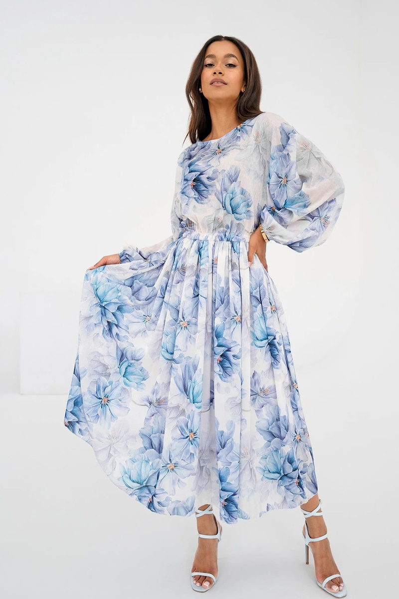 Mosquito Dámske kvetinové šaty Elvire Blue Flowers nebesky modré, Farba nebesky modrá