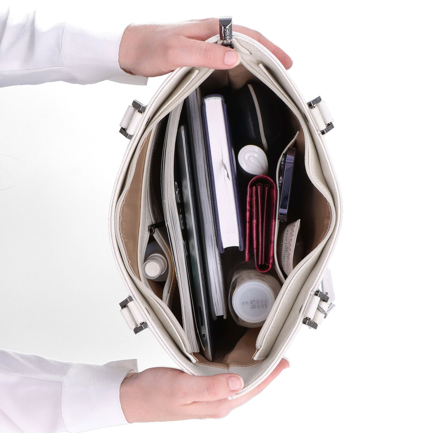 Kožená kabelka cez rameno Noelia Bolger biela NB 0094 OW