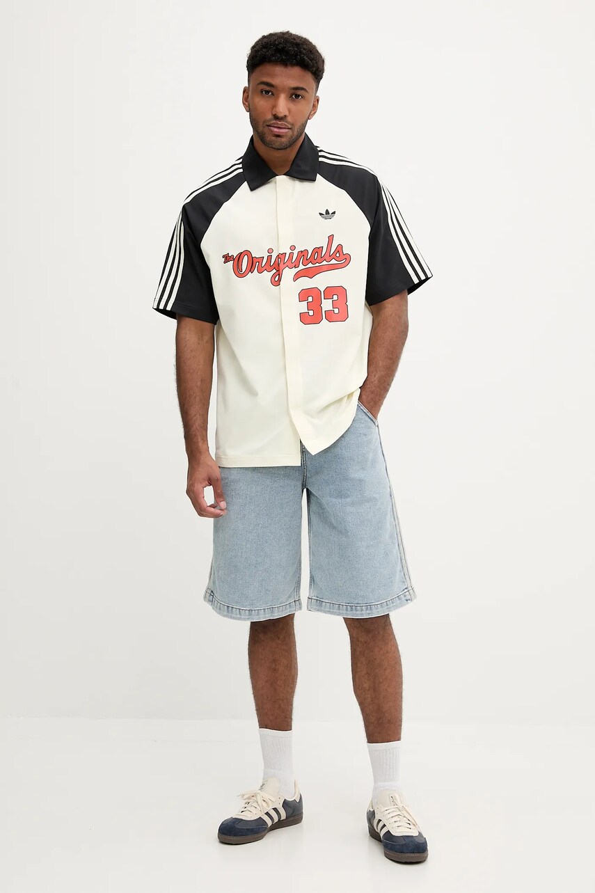 Košeľa adidas Originals Winter Shooter béžová farba, voľný strih, JM0514