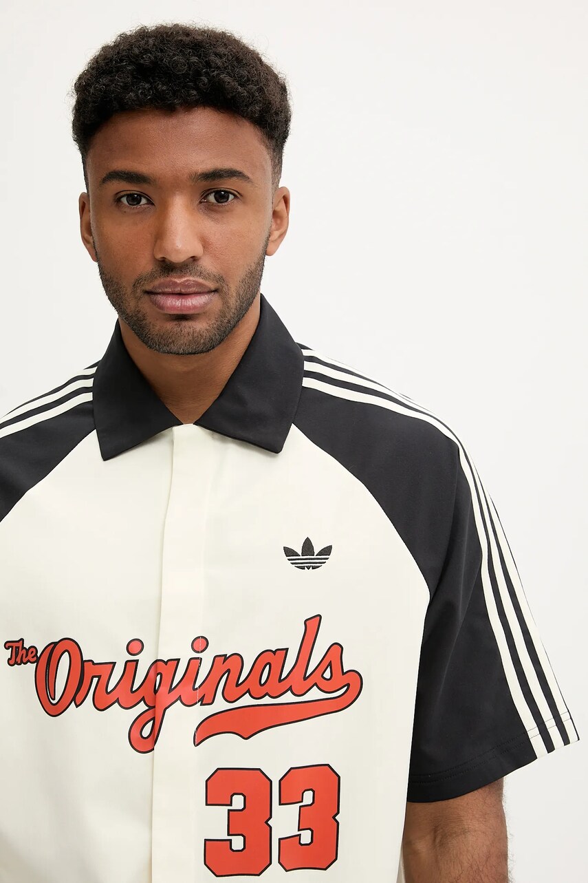 Košeľa adidas Originals Winter Shooter béžová farba, voľný strih, JM0514