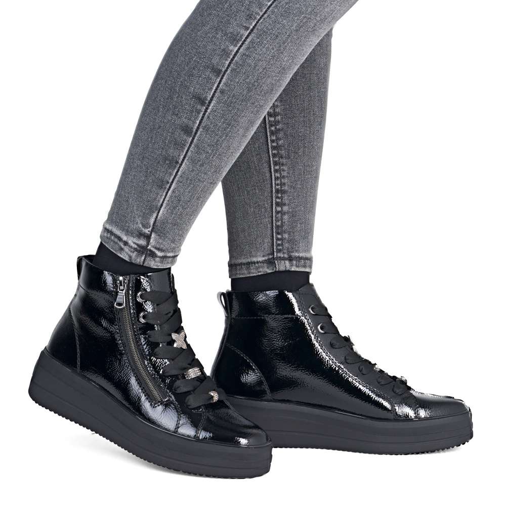 RIEKER Dámska členková obuv REMONTE D1C72-00 čierna W5