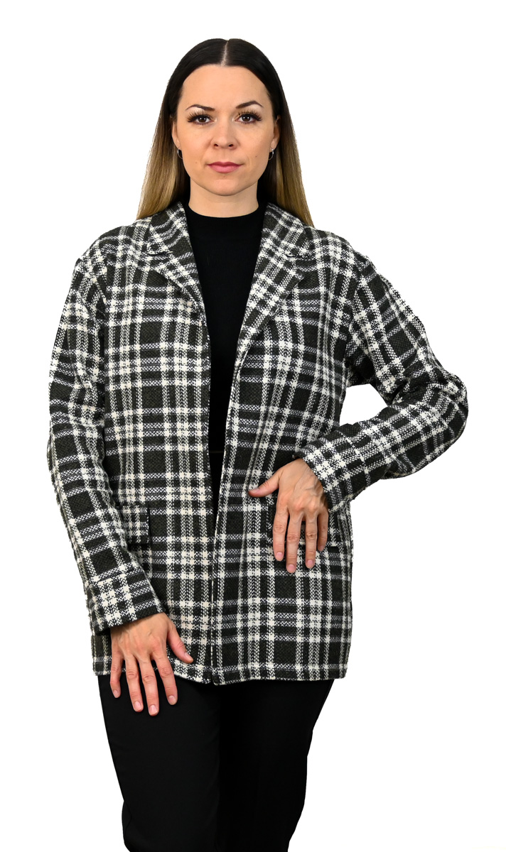 Karované sako s opaskom