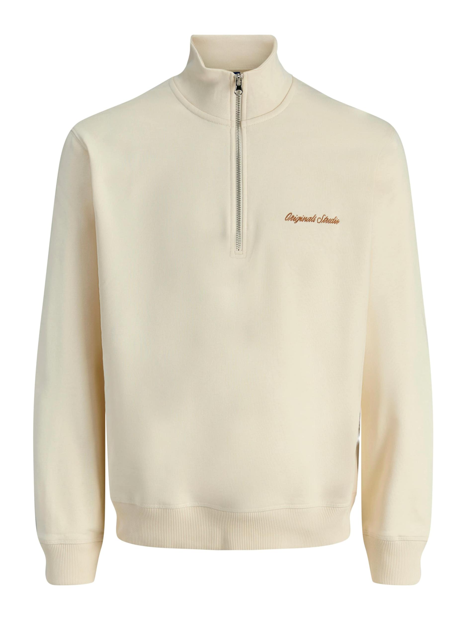 JACK & JONES Mikina 'JORNORREBRO' tmavooranžová / biela ako vlna