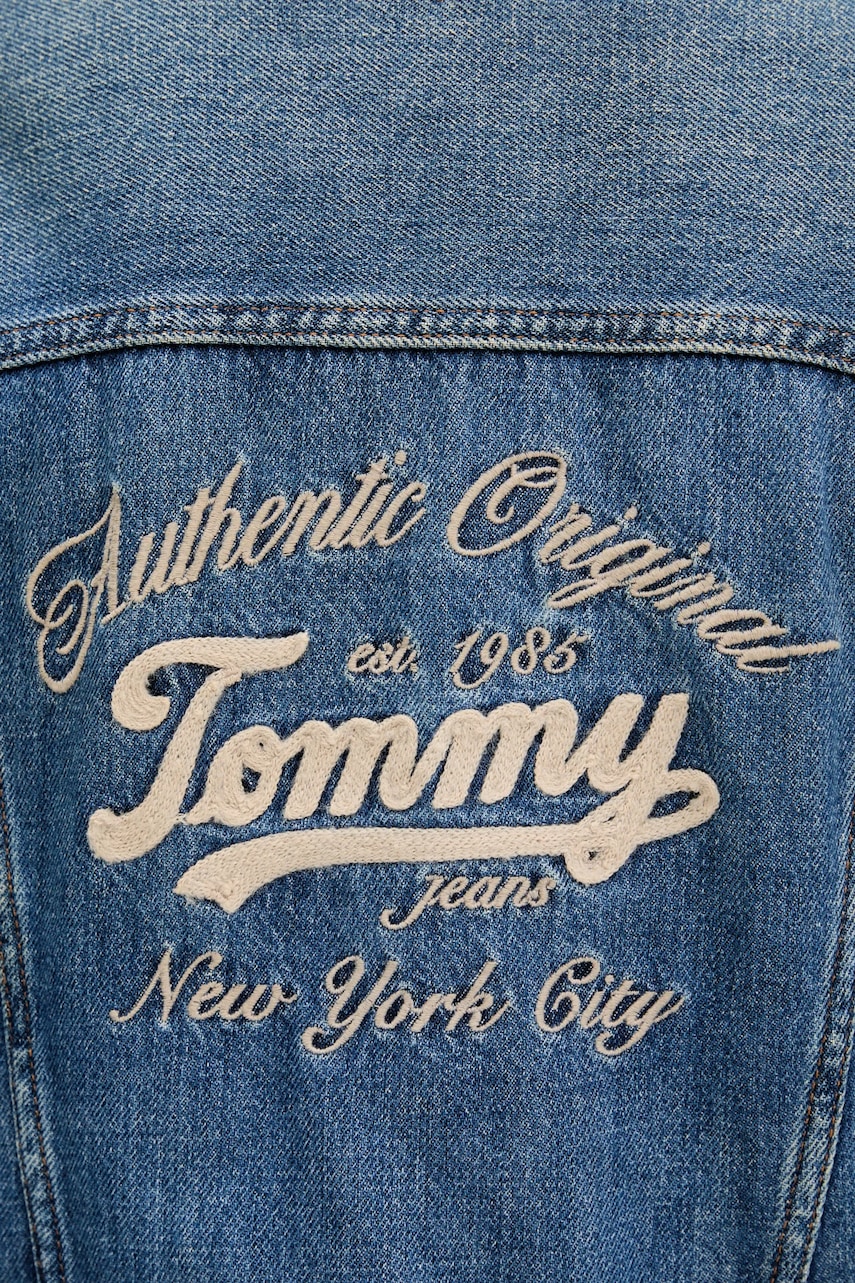 Rifľová bunda Tommy Jeans modrá farba, prechodná, DW0DW21061