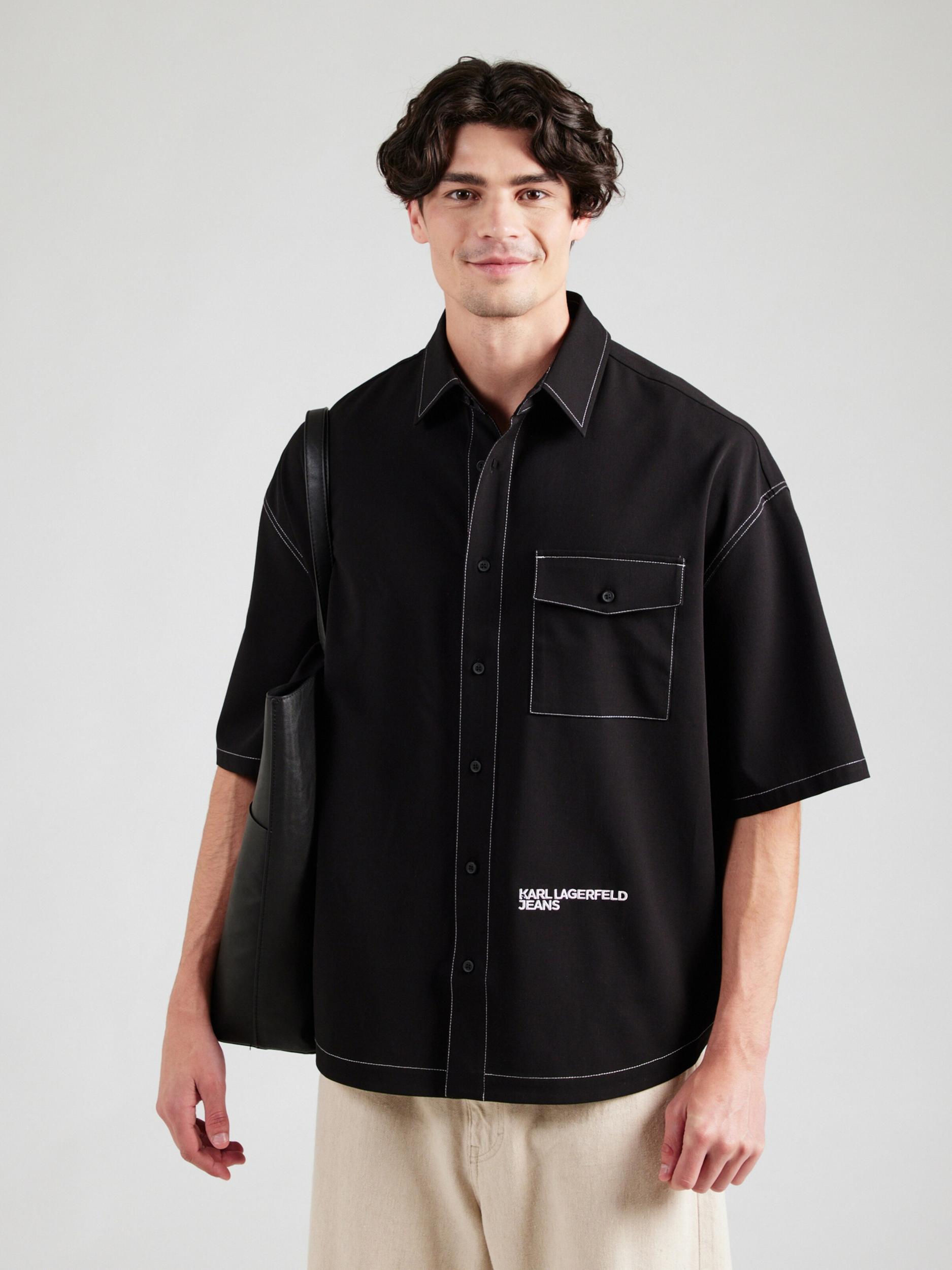 KARL LAGERFELD JEANS Košeľa čierna / biela