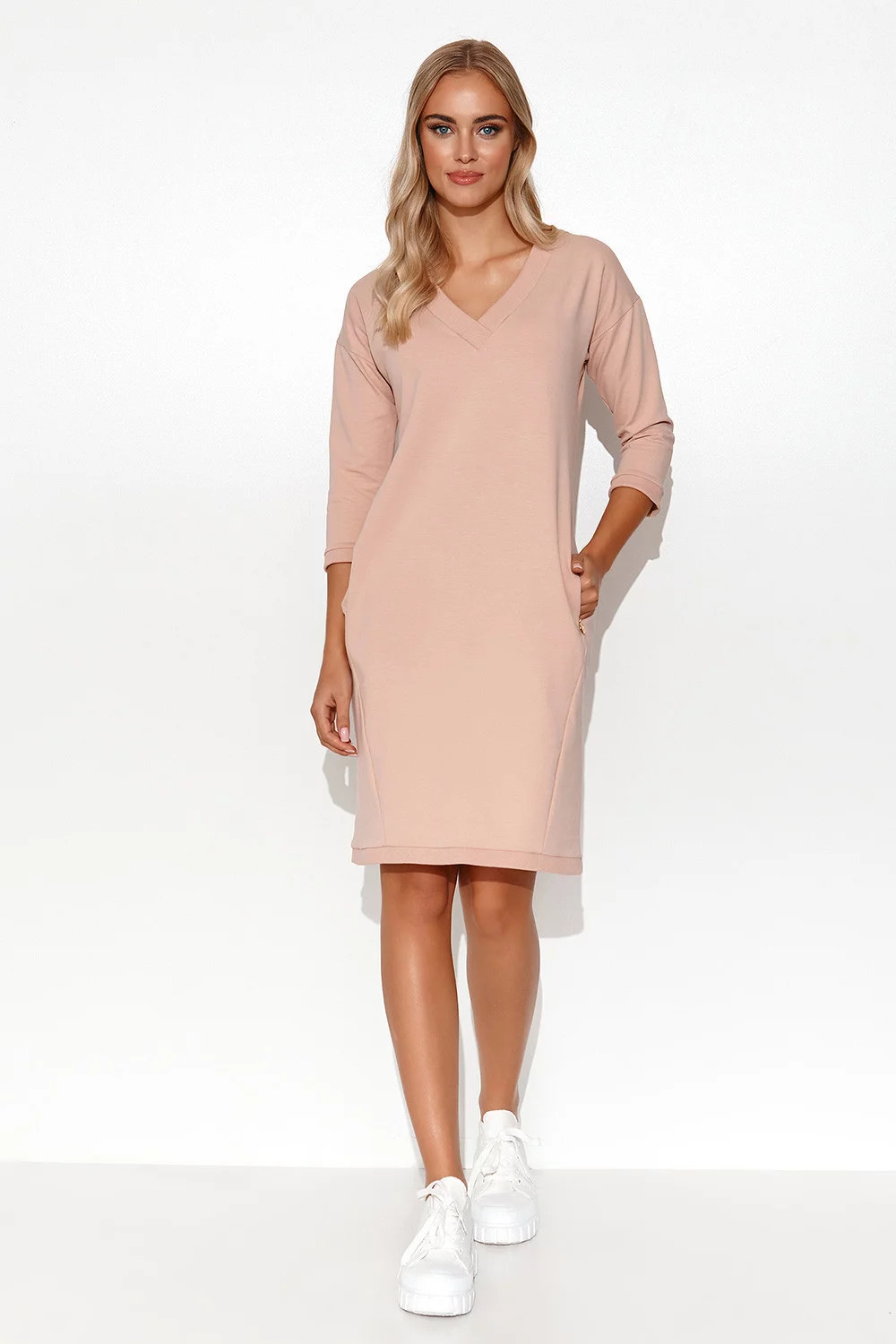 Denné teplákové šaty M779 béžové - Makadamia