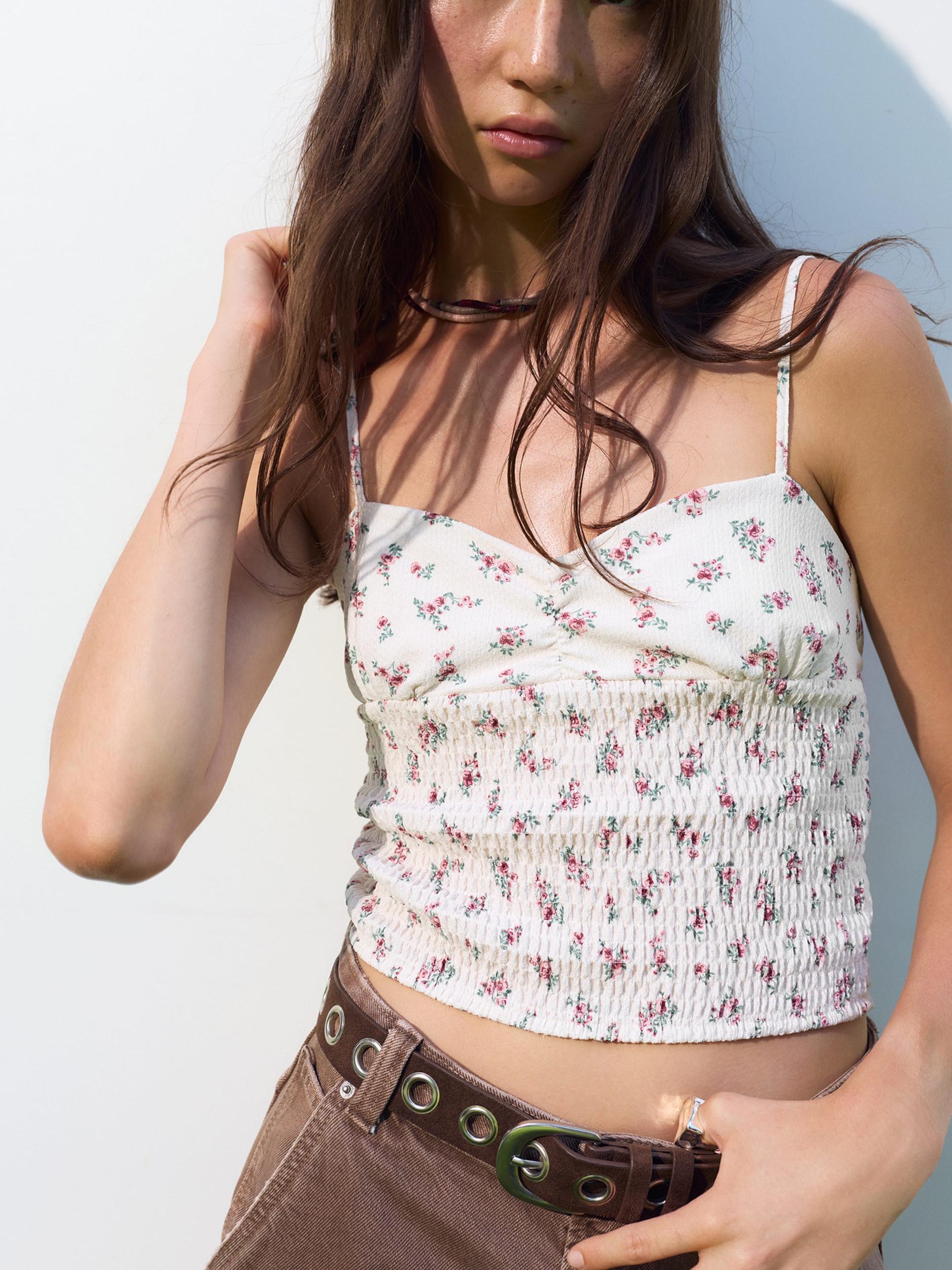 Pull&Bear Top mätová / ružová / staroružová / biela