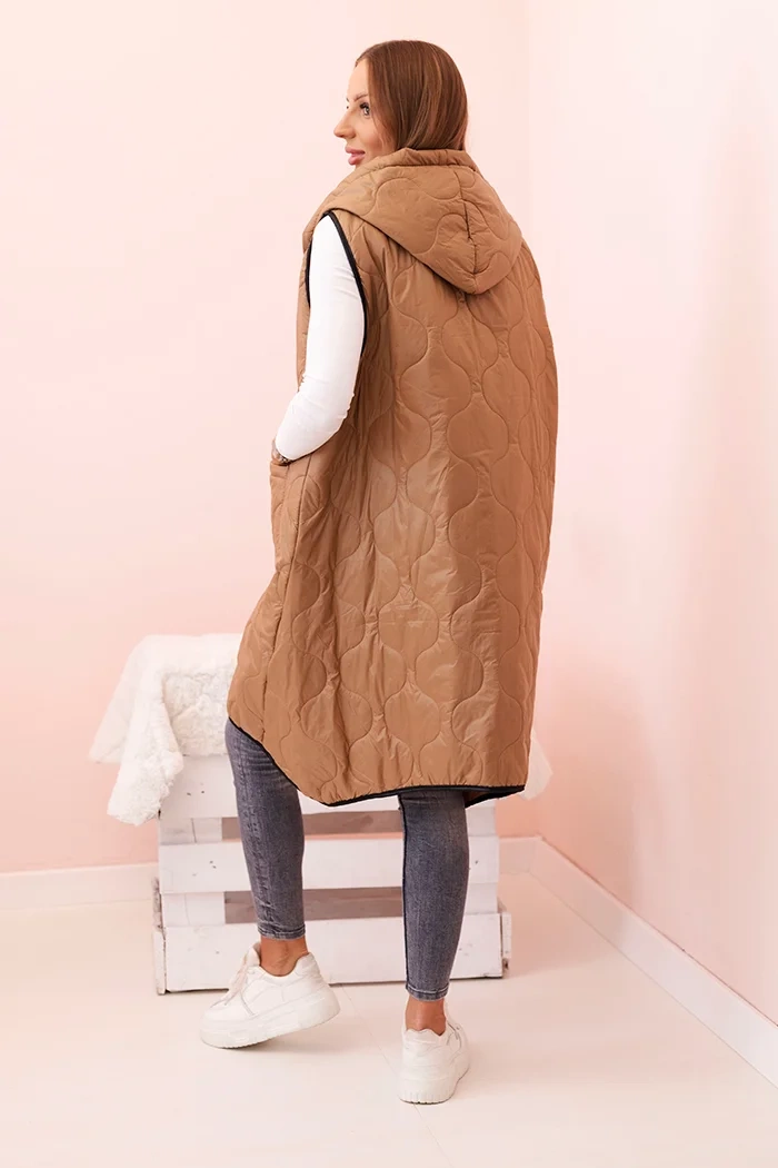 Kesi Dámske Plus veľkosť prešívaná vesta s kapucňou na zips Janina