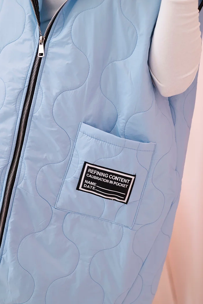 Kesi Dámske Plus veľkosť prešívaná vesta s kapucňou na zips Janina