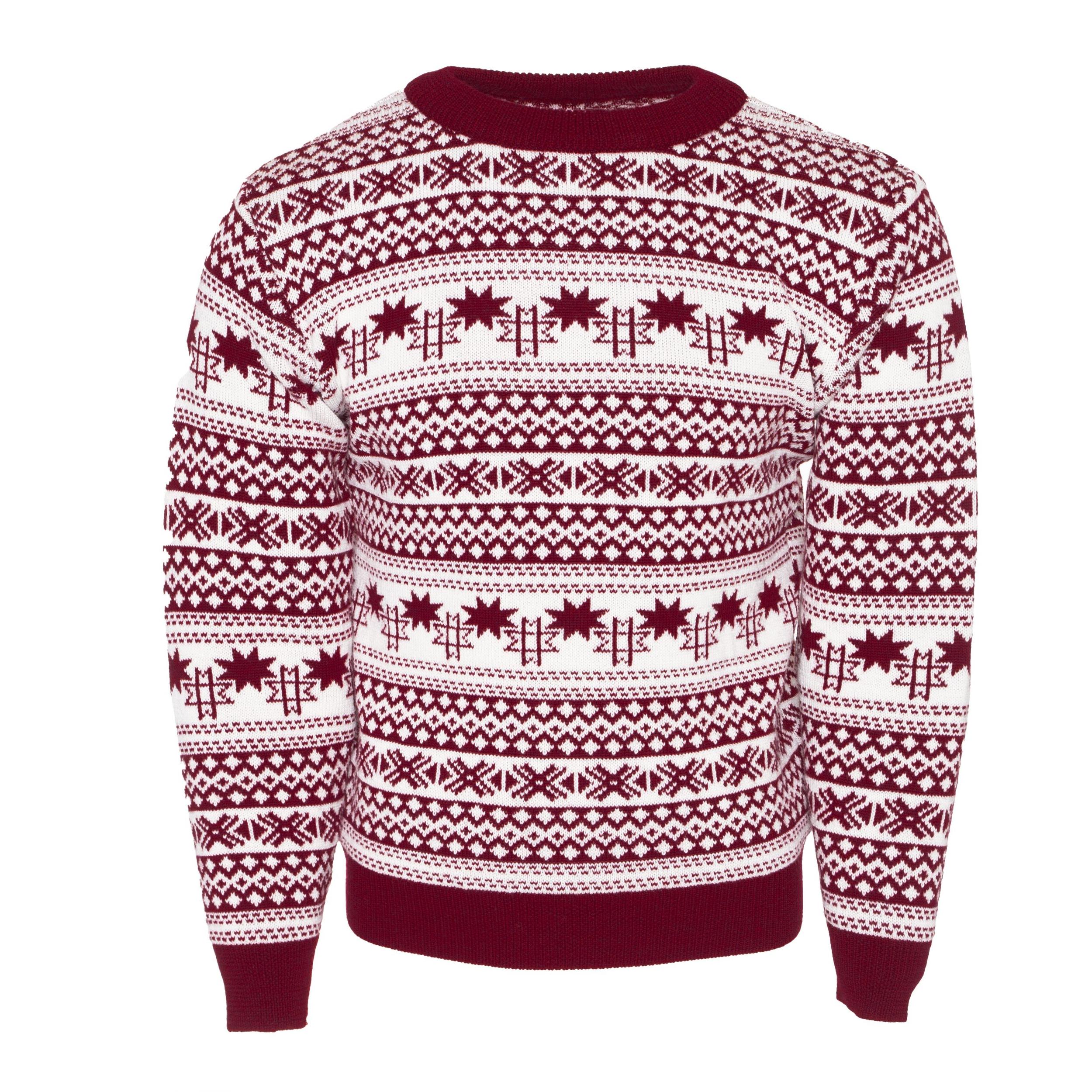 Vlnený sveter s nórskym vzorom Vlnka S20 červená veľkosti oblečenia L/XL