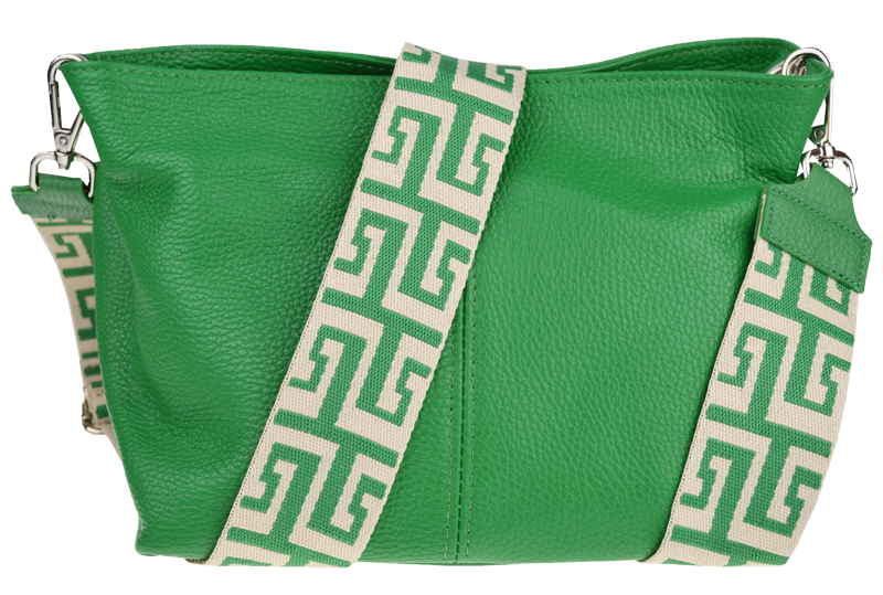Zelená kožená talianska crossbody kabelka Batilda Verde s prídavným pruhom IX NovaKabelka.sk
