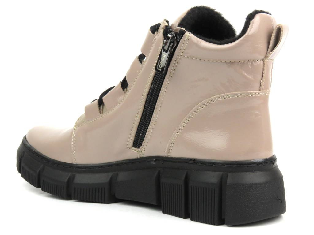 Kožené dámské kotníkové boty polské značky - HELIOS KOMFORT 523, béžová