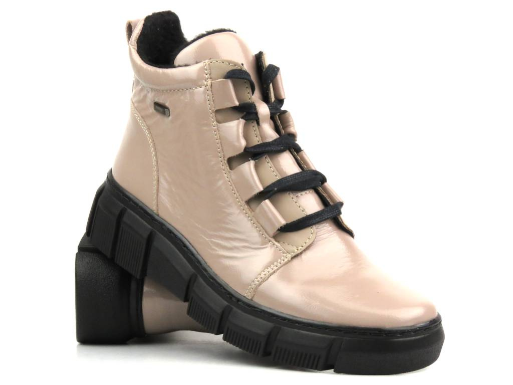Kožené dámské kotníkové boty polské značky - HELIOS KOMFORT 523, béžová