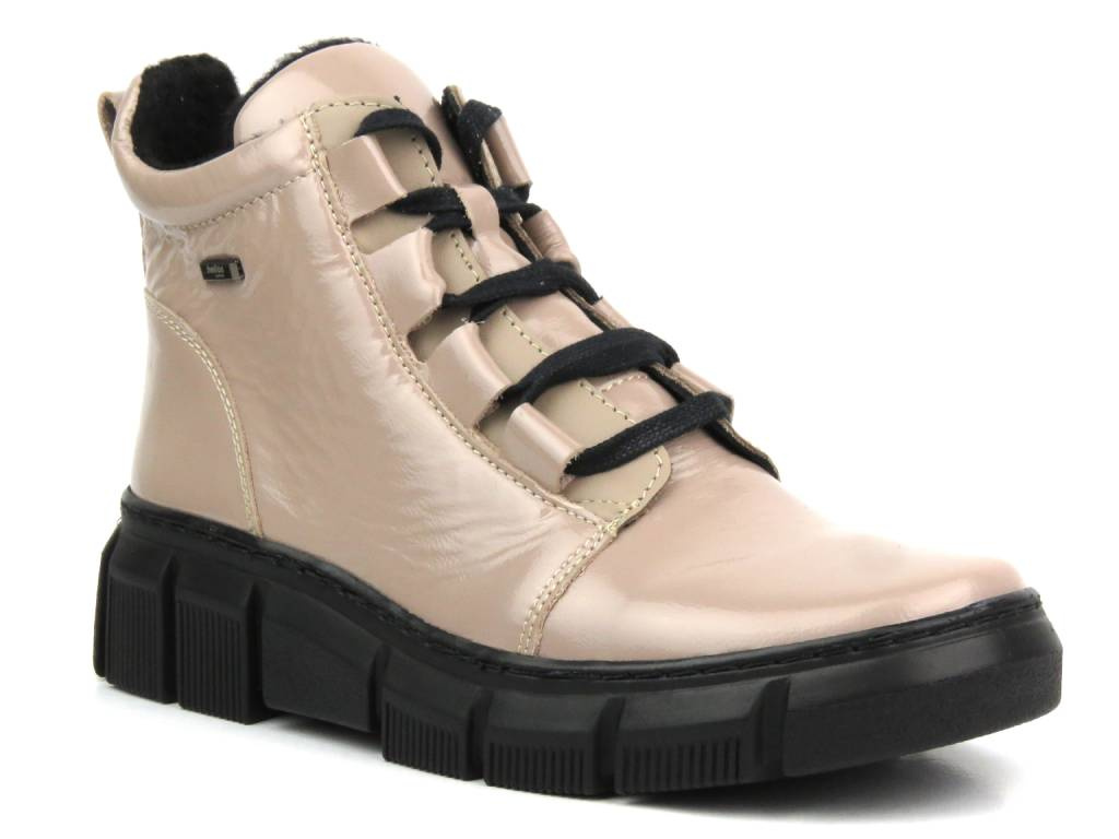 Kožené dámské kotníkové boty polské značky - HELIOS KOMFORT 523, béžová