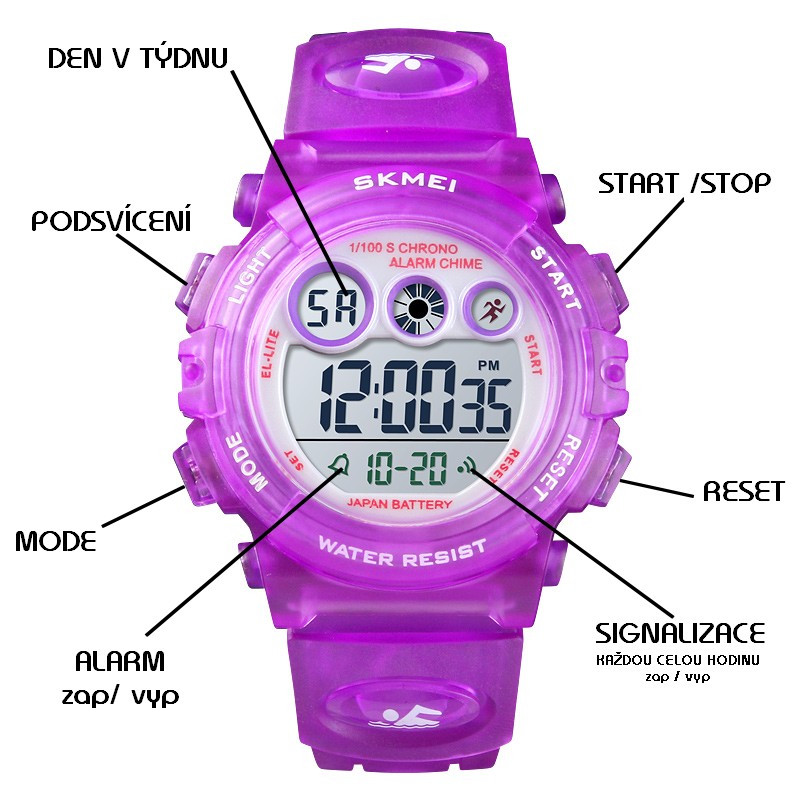 SKMEI 1451 Detské športové hodinky Little lady Fialové