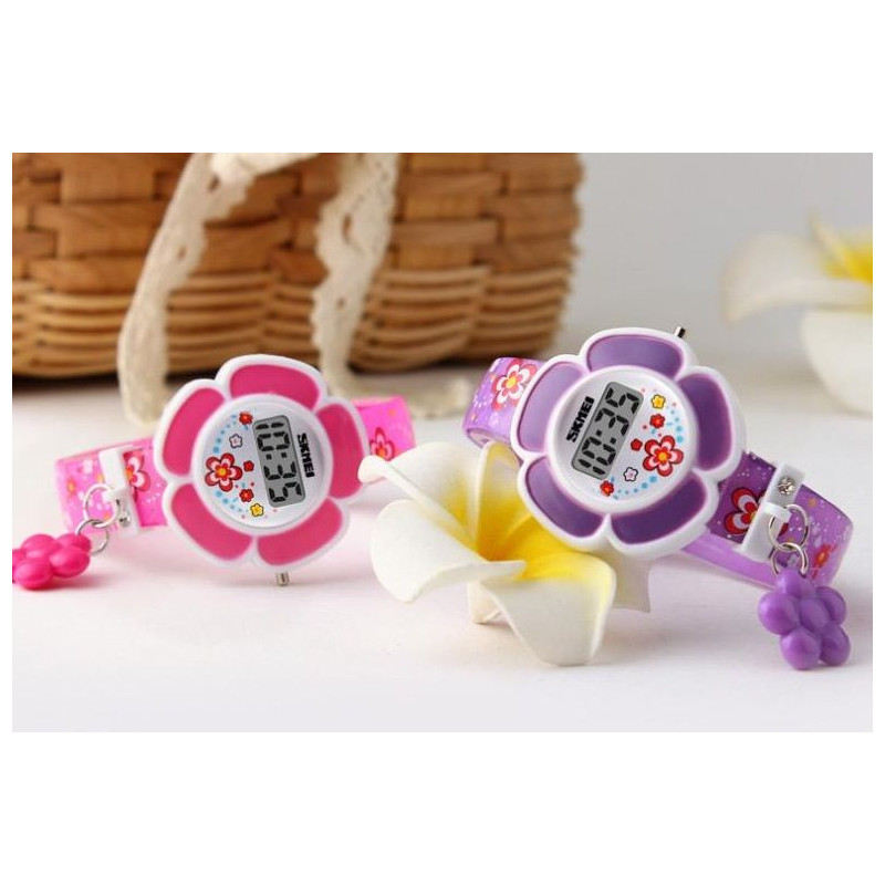 SKMEI 1144 digitálne dievčenské hodinky Flowers Fialové