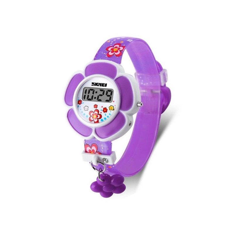 SKMEI 1144 digitálne dievčenské hodinky Flowers Fialové